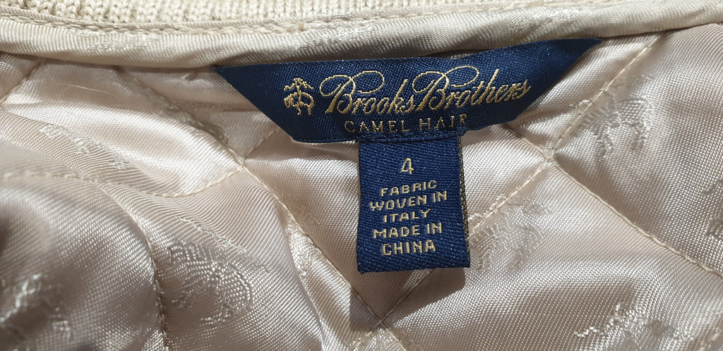 BROOKS BROTHERS Women's CAMEL HAIR Beige Quilted Gilet Waistcoat Jacket UK10