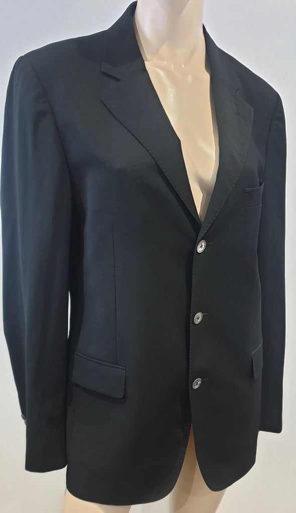 MOSCHINO Menswear Black Virgin Wool Single Breasted Lined Blazer Jacket Sz:50