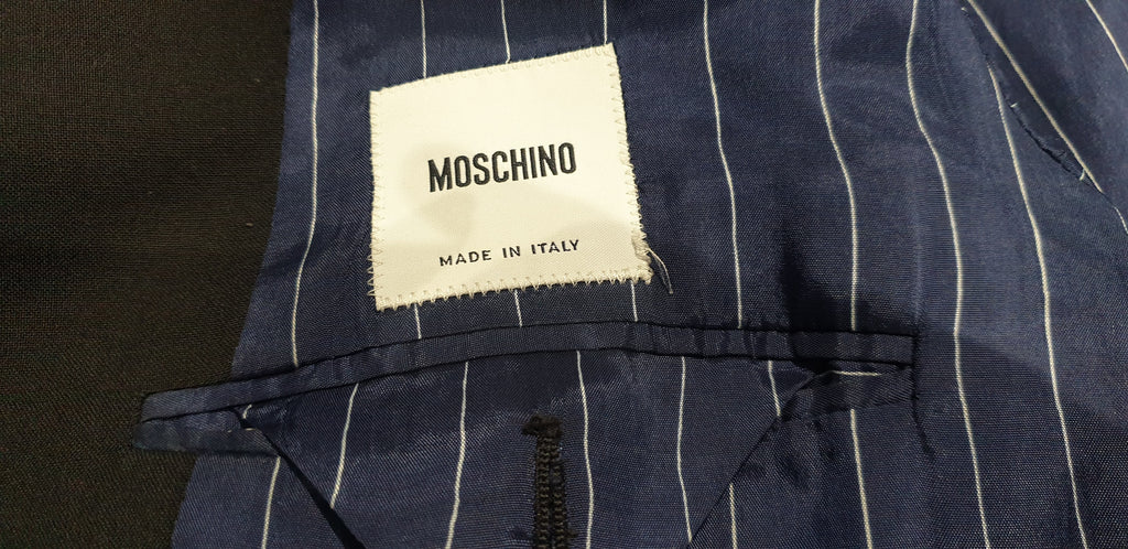 MOSCHINO Menswear Black Virgin Wool Single Breasted Lined Blazer Jacket Sz:50