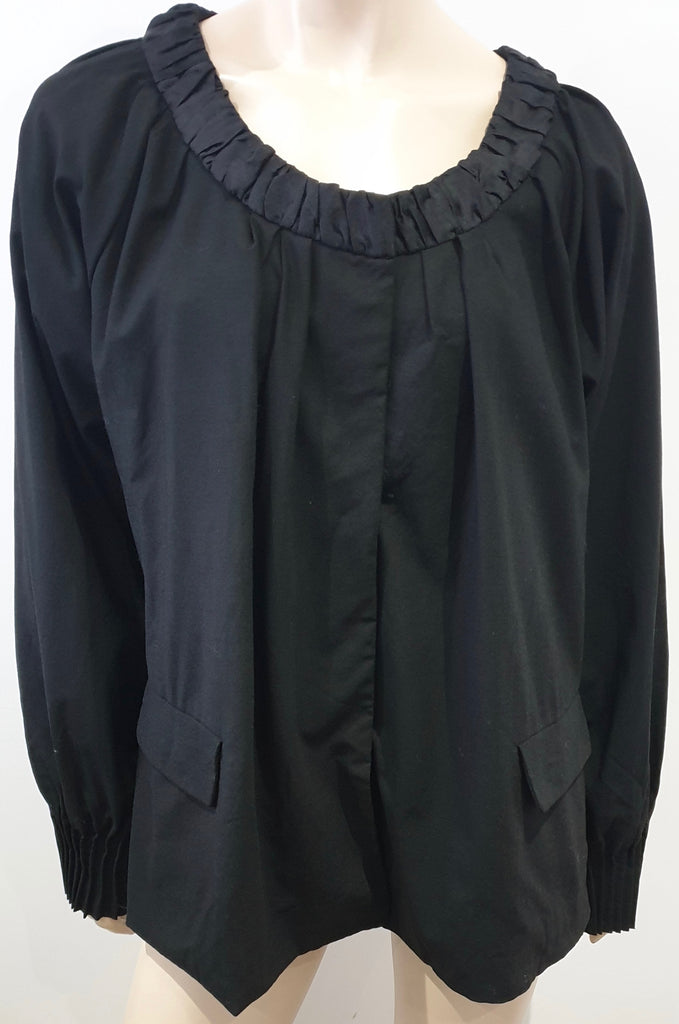 DAY BIRGER ET MIKKELSEN Black Wool Scoop Neckline Smocked Cape Jacket 42UK14