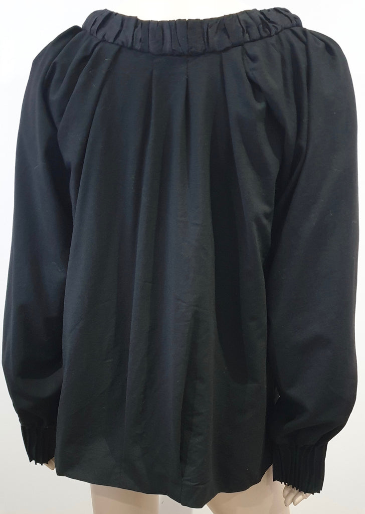 DAY BIRGER ET MIKKELSEN Black Wool Scoop Neckline Smocked Cape Jacket 42UK14