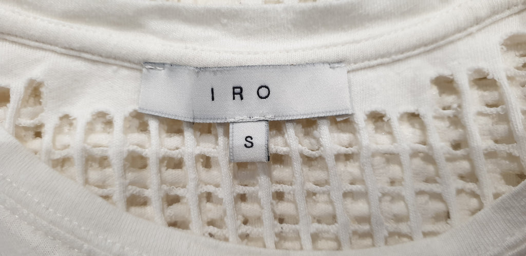 IRO Cream Textured Cotton KIA Perforated Rear Sleeveless Tank Vest T-Shirt Tee T