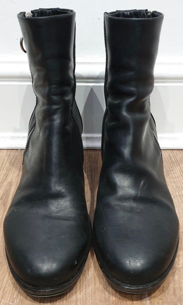 RAG & BONE Black Leather Zip Fastened Mid Height Block Heel Ankle Boots 41 UK9.5