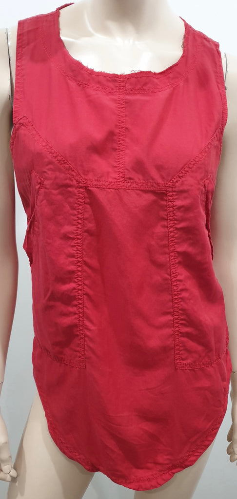 ISABEL MARANT ETOILE Red Cotton Silk Sleeveless Cargo Cami Vest Tank Top Sz: 2/S