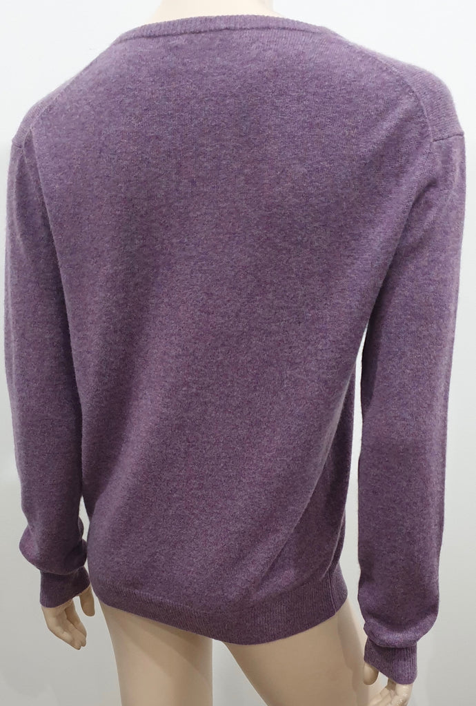 POLO RALPH LAUREN Lilac Purple 100% Cashmere V Neck Jumper Sweater Top M