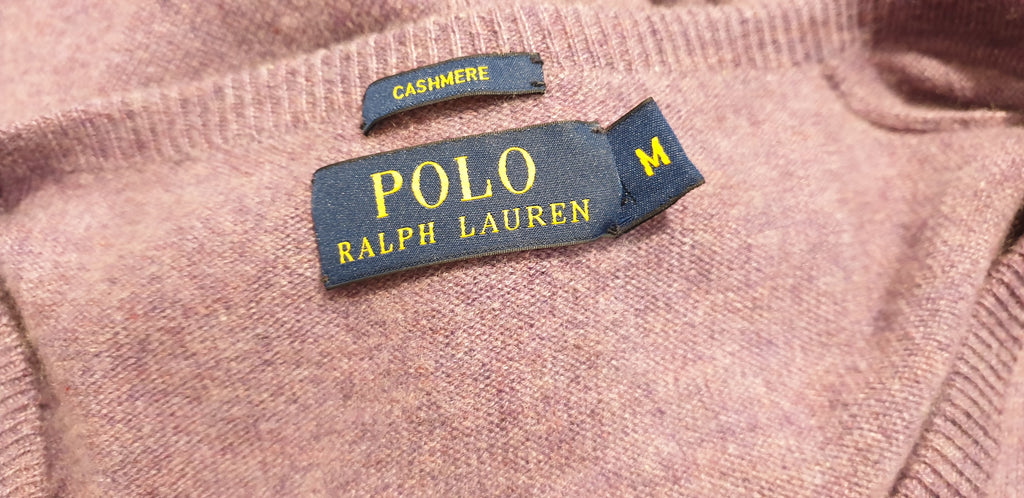 POLO RALPH LAUREN Lilac Purple 100% Cashmere V Neck Jumper Sweater Top M