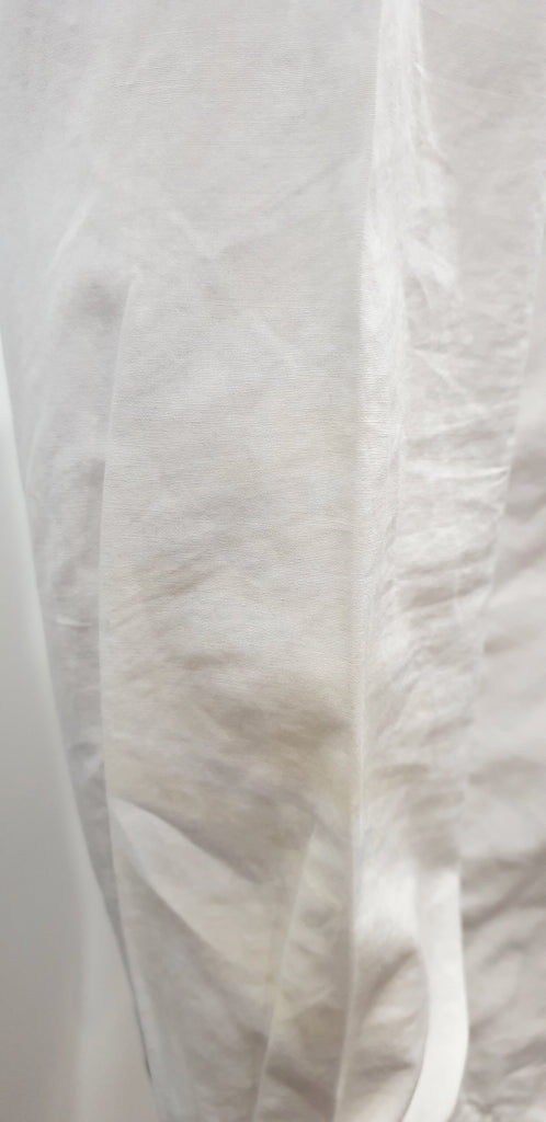 BALLY White & Beige Trim Cotton Collared Long Sleeve Formal Blouse Shirt Top 10