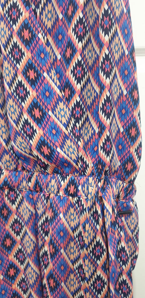 PEPE JEANS Purple Multicolour V Neck Geometric Pattern Sleeveless Jumpsuit M