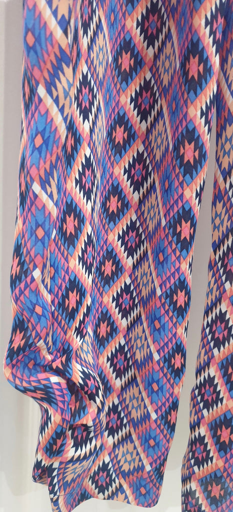 PEPE JEANS Purple Multicolour V Neck Geometric Pattern Sleeveless Jumpsuit M