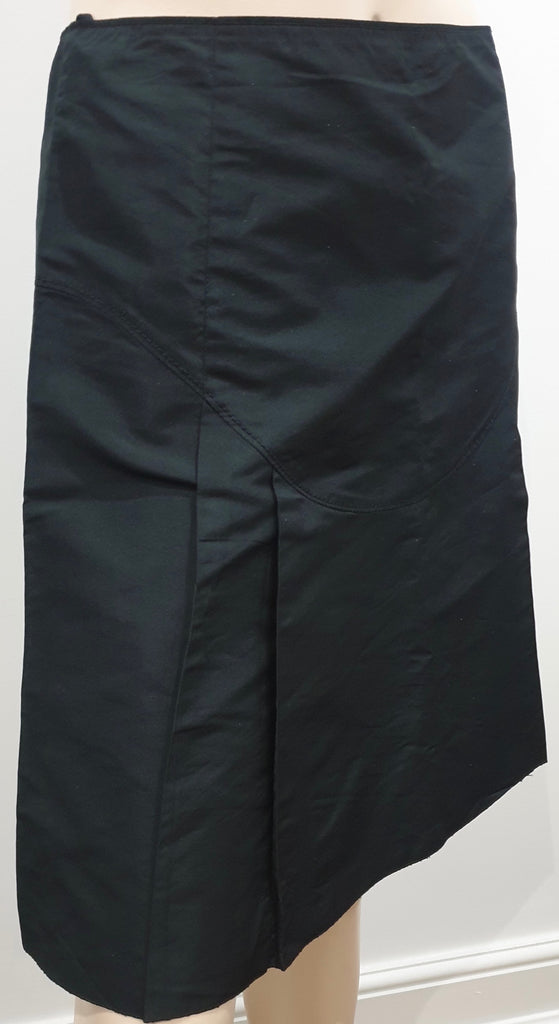 MIU MIU Made In Italy Women's Black Sheen A-Line Pleated Kilt Skirt 42 UK10
