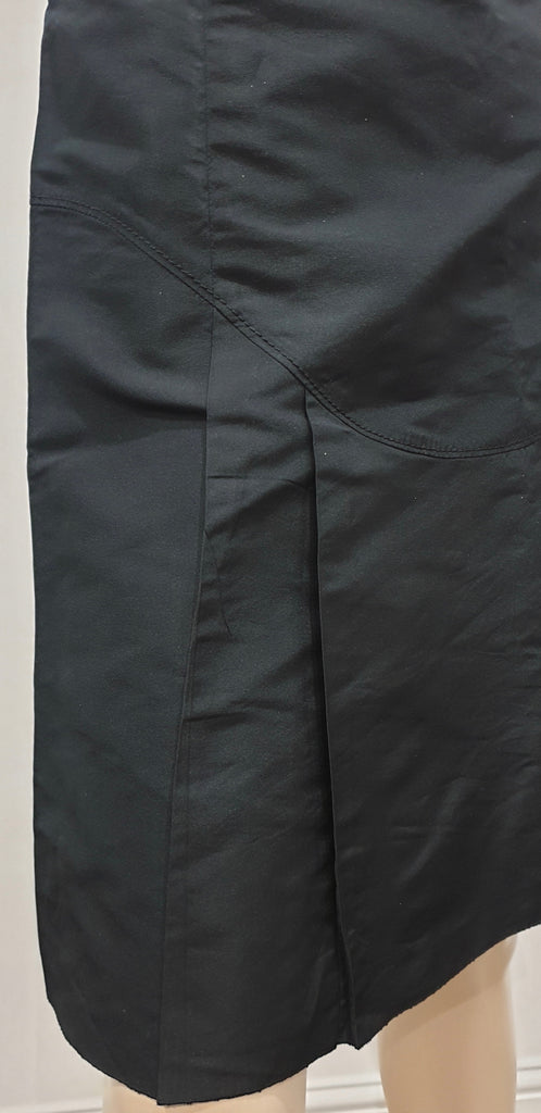 MIU MIU Made In Italy Women's Black Sheen A-Line Pleated Kilt Skirt 42 UK10