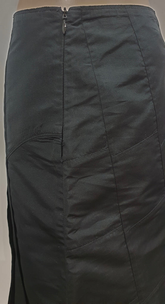 MIU MIU Made In Italy Women's Black Sheen A-Line Pleated Kilt Skirt 42 UK10