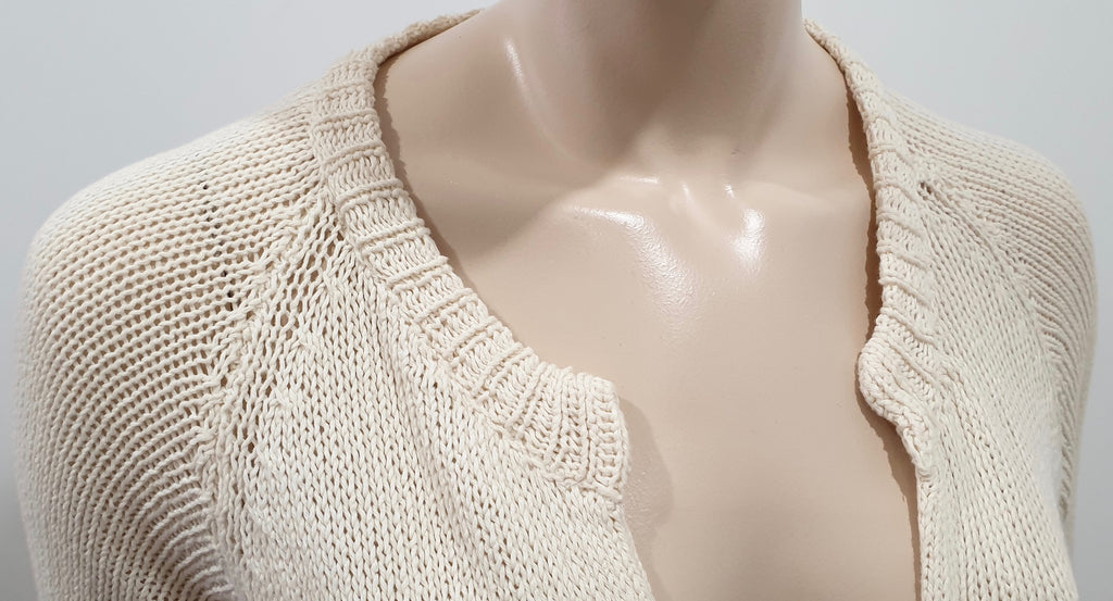 ISABEL MARANT ETOILE Cream Cotton Round Neck Tie Waist Cardigan Top 3 UK14
