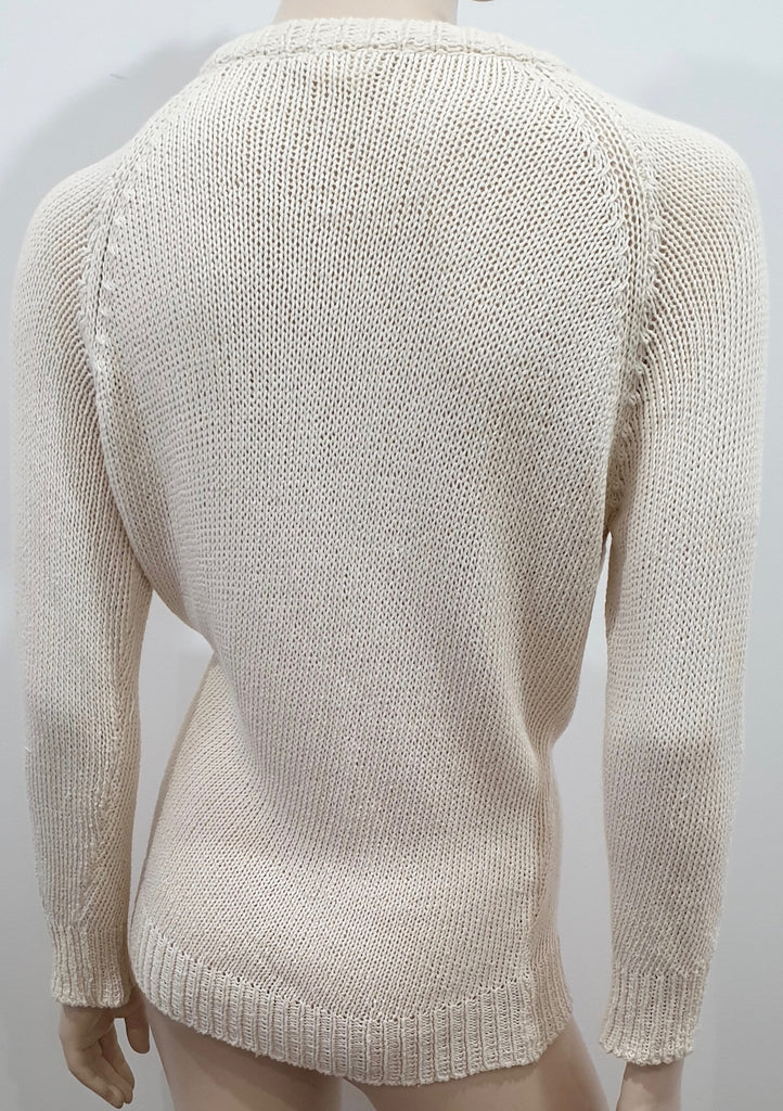 ISABEL MARANT ETOILE Cream Cotton Round Neck Tie Waist Cardigan Top 3 UK14