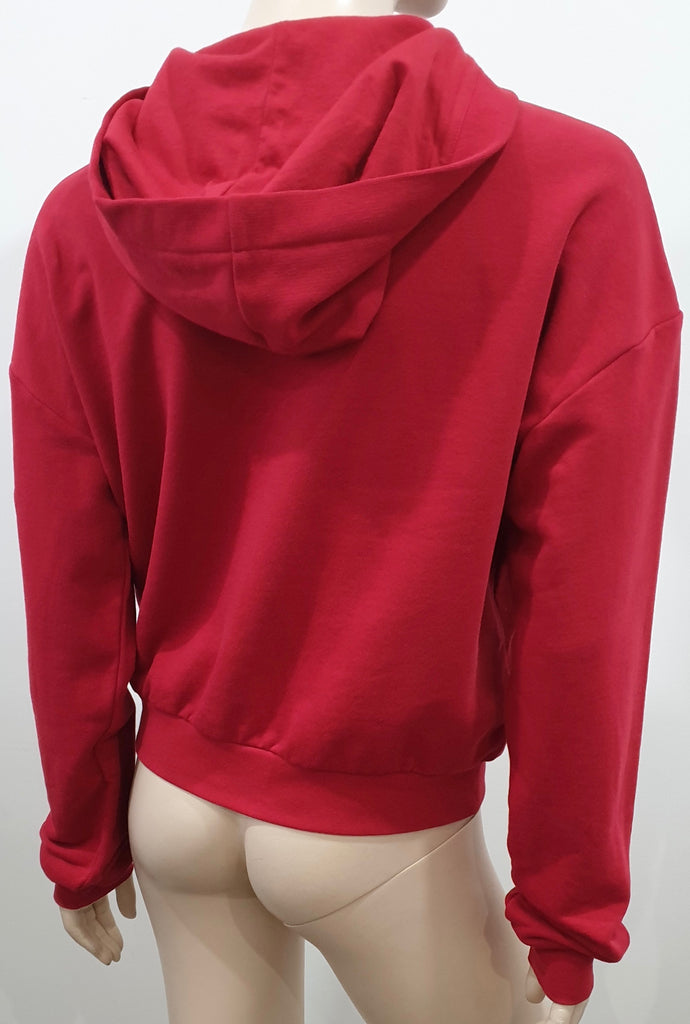 PINKO Women's Deep Red Cotton Sequin Bird Detail Hooded Sweater Hoodie Top S