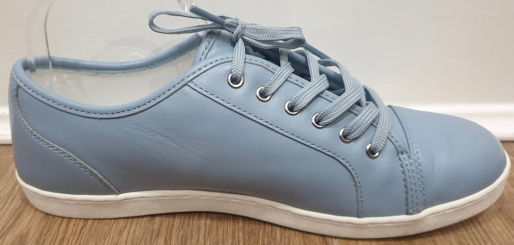 DOLCE & GABBANA Women's Powder Blue Leather Branded Sneakers Trainers UK6