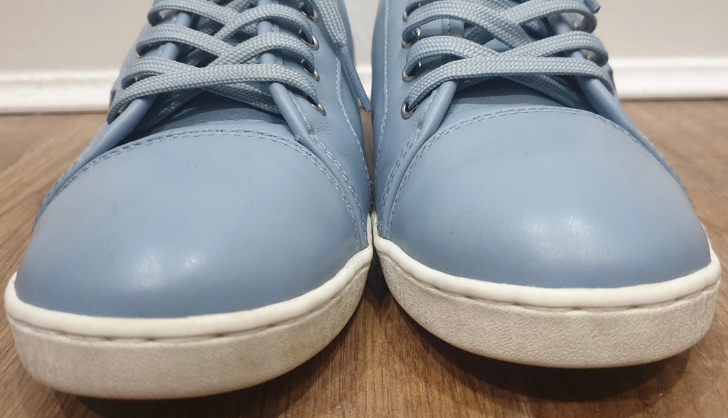DOLCE & GABBANA Women's Powder Blue Leather Branded Sneakers Trainers UK6