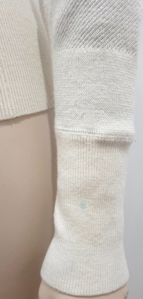 BURBERRY LONDON Cream Wool Blend Check & Stripe Pattern Jumper Sweater S/P