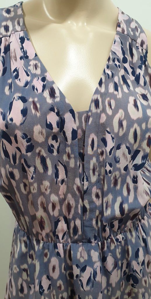 REBECCA TAYLOR Lilac Purple Silk Abstract Print Sleeveless Short Mini Dress 2 UK