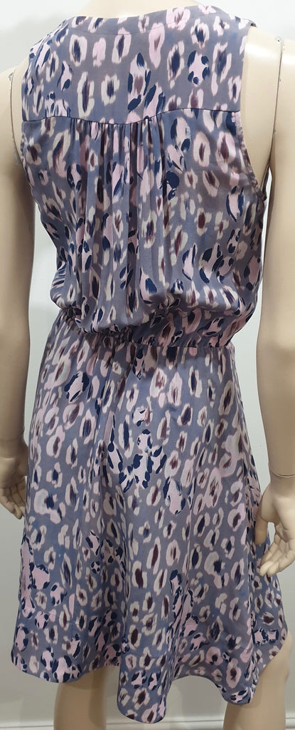 REBECCA TAYLOR Lilac Purple Silk Abstract Print Sleeveless Short Mini Dress 2 UK