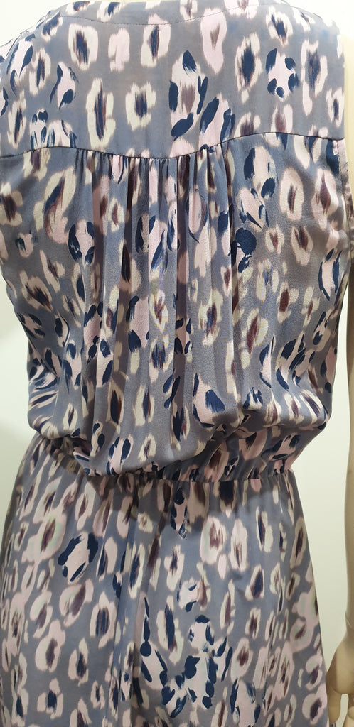 REBECCA TAYLOR Lilac Purple Silk Abstract Print Sleeveless Short Mini Dress 2 UK