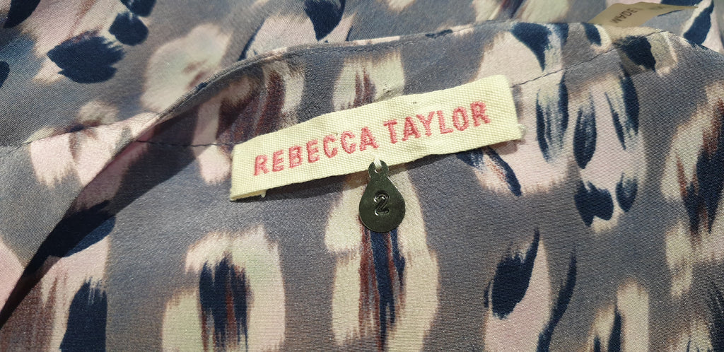 REBECCA TAYLOR Lilac Purple Silk Abstract Print Sleeveless Short Mini Dress 2 UK