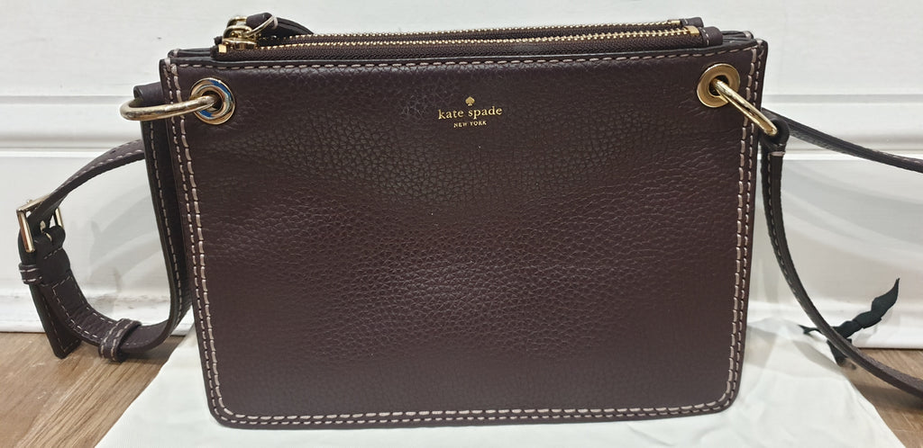 KATE SPADE Brown Textured Leather Small Shoulder Strap Crossbody Bag - NEW!