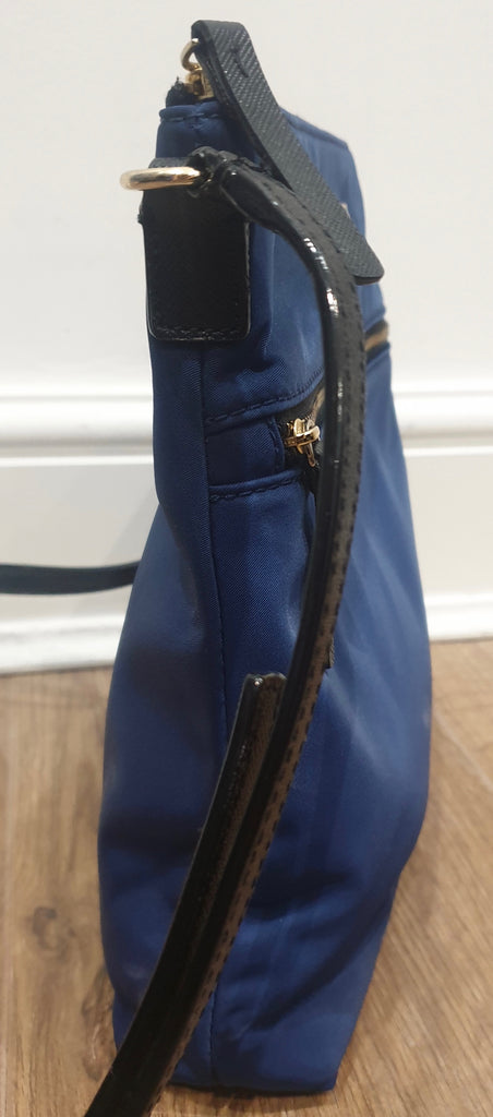 KATE SPADE Royal Blue Fabric Slim Width Black Crossbody / Shoulder Strap Bag