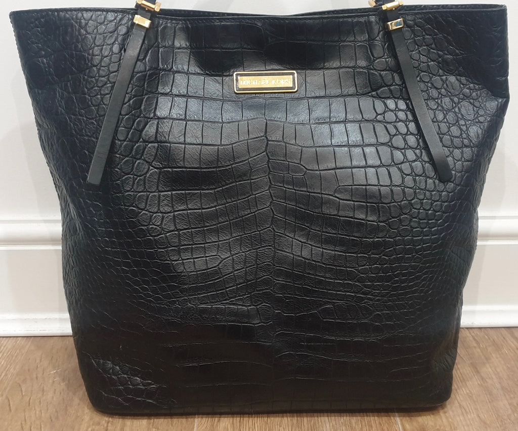 MICHAEL KORS COLLECTION Black Leather Dual Strap Extra Large Tote Shoulder Bag