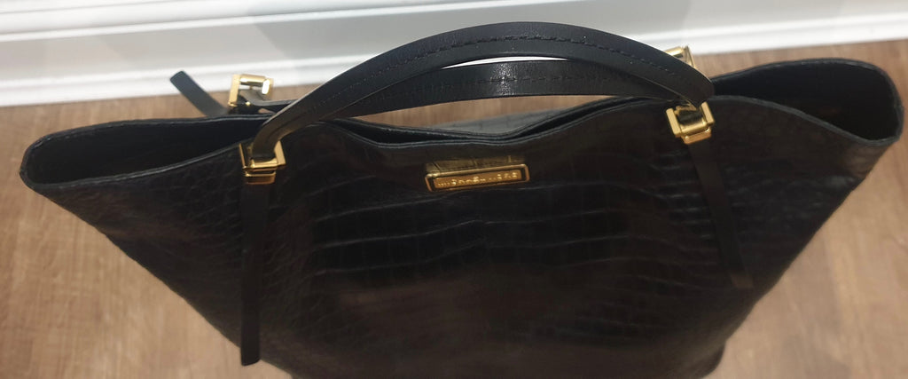 MICHAEL KORS COLLECTION Black Leather Dual Strap Extra Large Tote Shoulder Bag