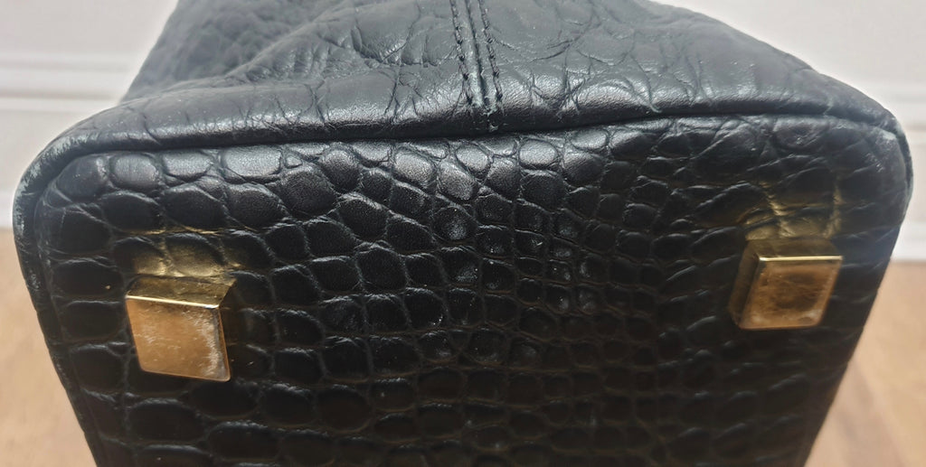 MICHAEL KORS COLLECTION Black Leather Dual Strap Extra Large Tote Shoulder Bag