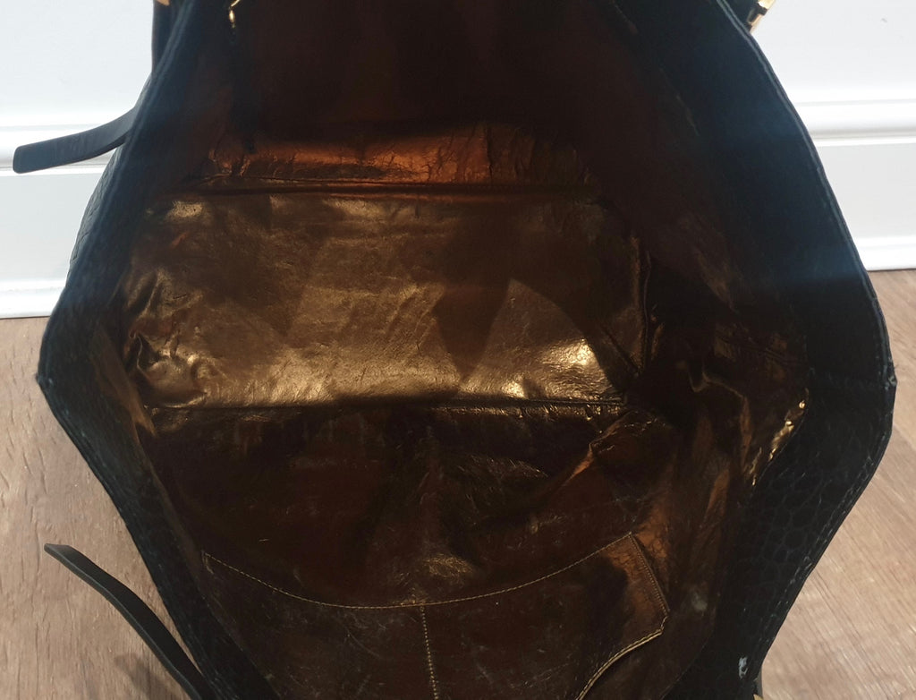 MICHAEL KORS COLLECTION Black Leather Dual Strap Extra Large Tote Shoulder Bag