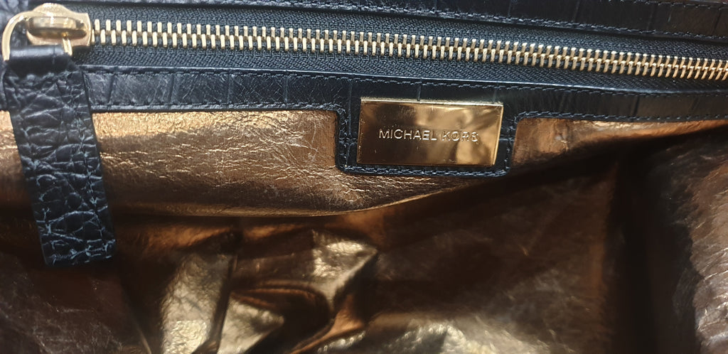 MICHAEL KORS COLLECTION Black Leather Dual Strap Extra Large Tote Shoulder Bag