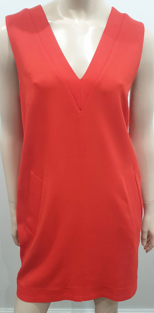 RAG & BONE Tangerine Orange V Neckline & Rear Sleeveless Mini Tunic Dress UK12