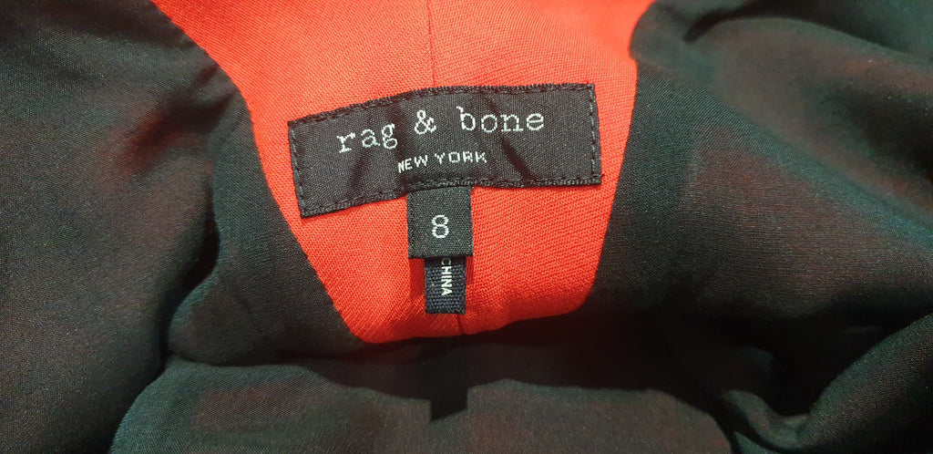 RAG & BONE Tangerine Orange V Neckline & Rear Sleeveless Mini Tunic Dress UK12