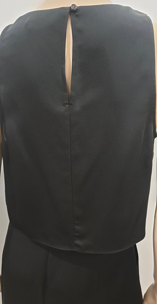 THEORY Women's Black Silk V Neck Sleeveless Layered A-Line Formal Dress 8 UK12