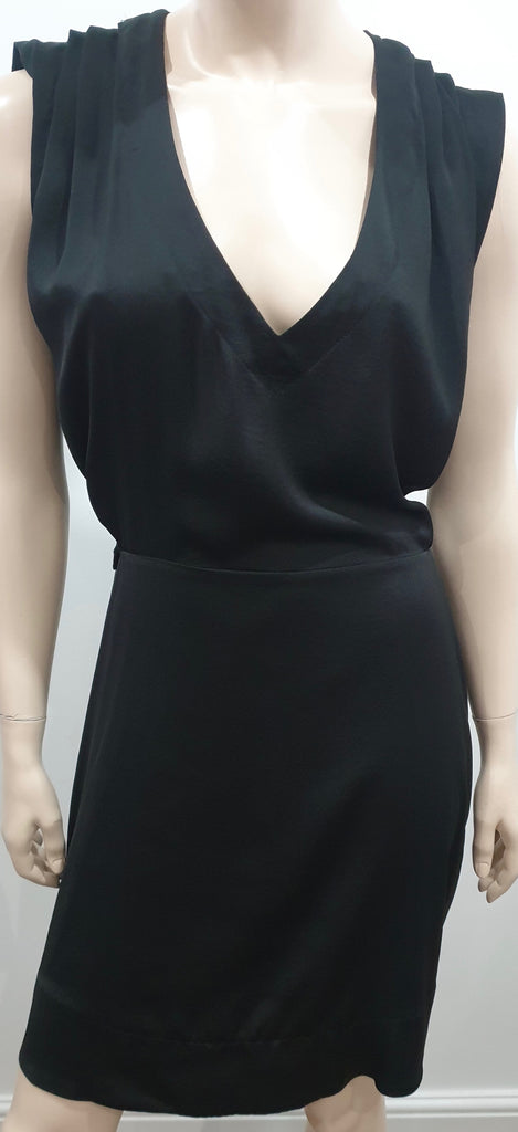 DICTIONARY Women's Black V Neck Sleeveless Tie Waist Short Formal Dress L