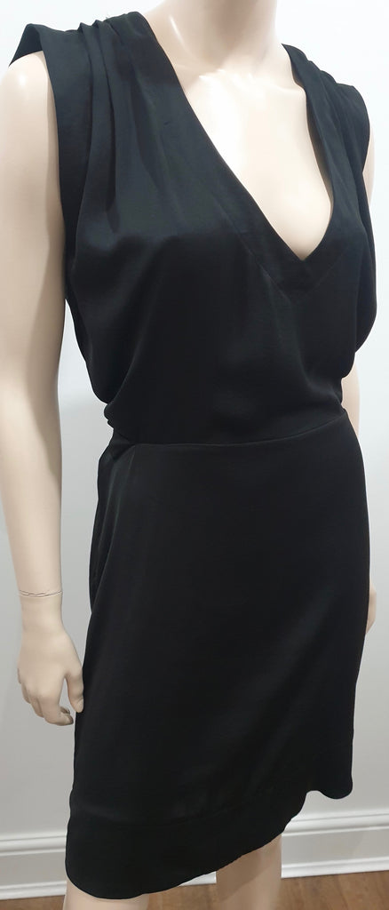 DICTIONARY Women's Black V Neck Sleeveless Tie Waist Short Formal Dress L