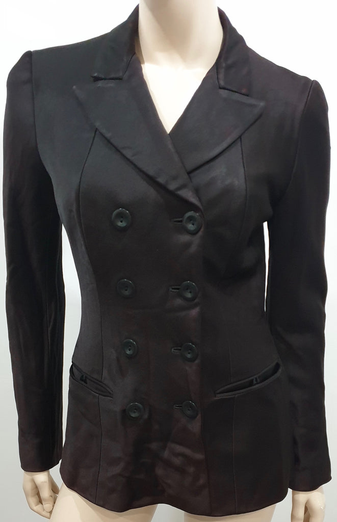 DONNA KARAN Deep Plum Purple Sheen Double Breasted Formal Blazer Jacket UK10