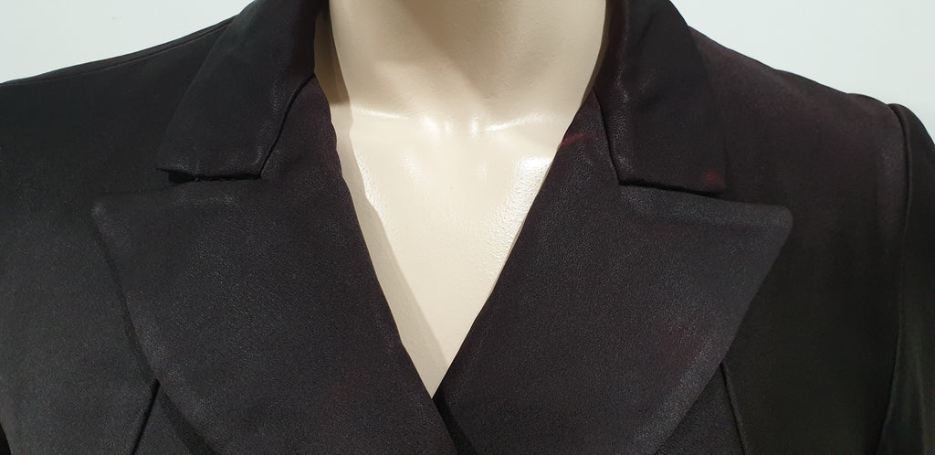 DONNA KARAN Deep Plum Purple Sheen Double Breasted Formal Blazer Jacket UK10