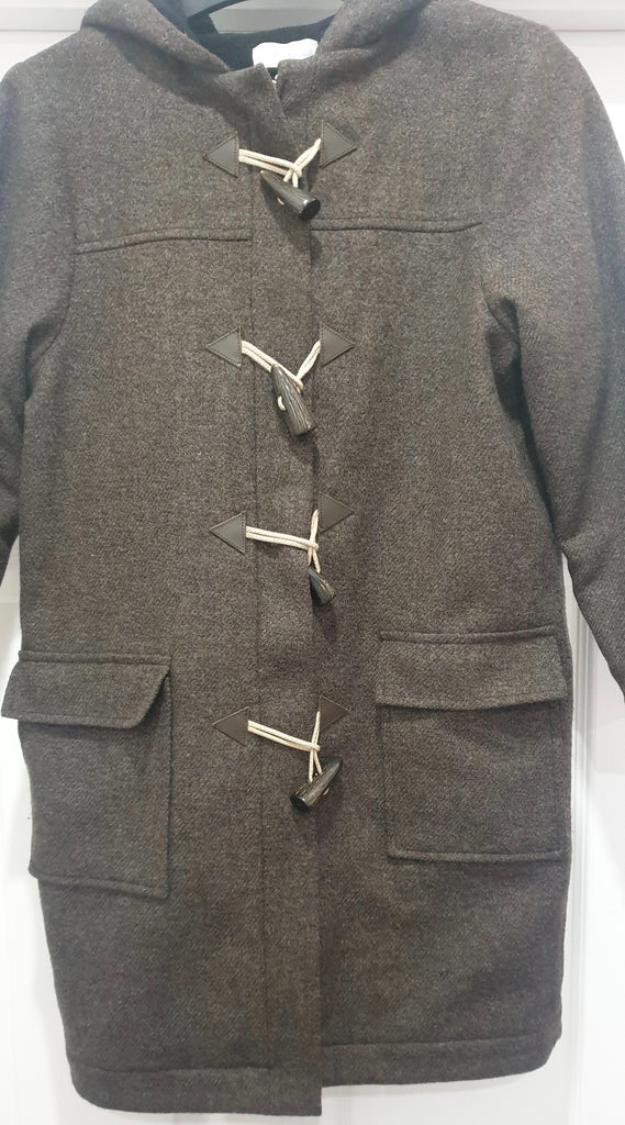 MARIE CHANTAL Junior Boy's Brown Wool Toggle & Zip Fasten Hooded Duffle Coat 8Y