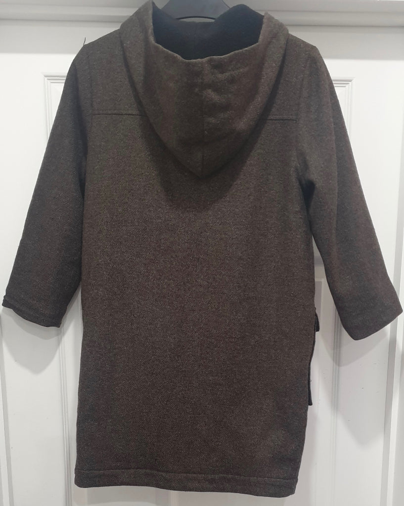 MARIE CHANTAL Junior Boy's Brown Wool Toggle & Zip Fasten Hooded Duffle Coat 8Y