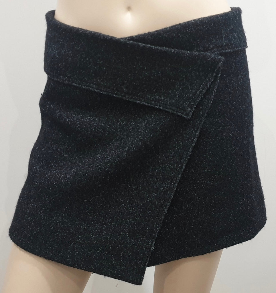 ISABEL MARANT ETOILE Charcoal Grey Wool Blend Wrap Short Mini Skirt FR40 UK12