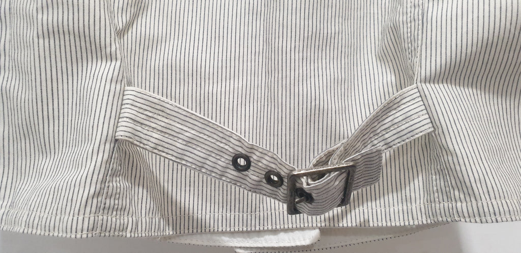 BONPOINT Junior Girl's Cream & Grey Cotton Pinstripe Sleeveless Waistcoat Top 8Y