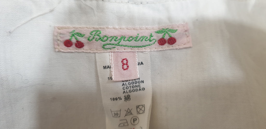 BONPOINT Junior Girl's Cream & Grey Cotton Pinstripe Sleeveless Waistcoat Top 8Y