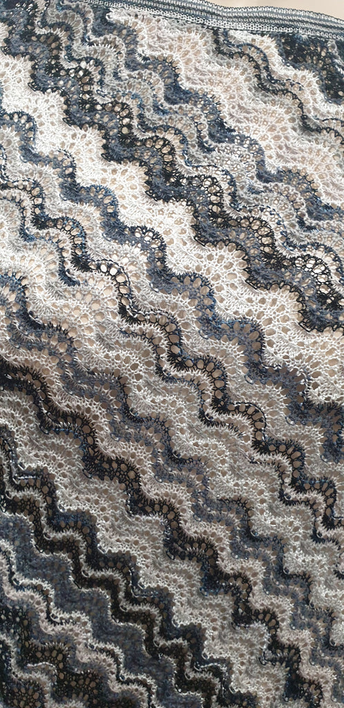 MISSONI Orange Label Grey White Silver Metallic Fine Knit Stripe Poncho Cape Top