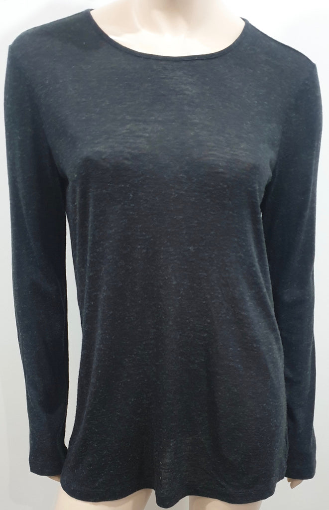 T ALEXANDER WANG Charcoal Grey Jeseywear Keyhole Rear Long Sleeve T-Shirt Top