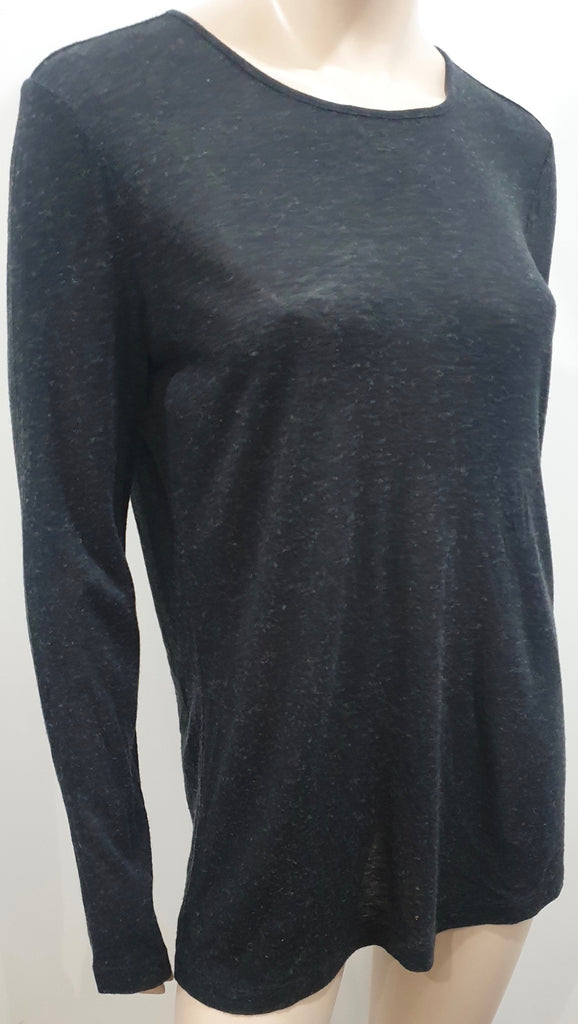 T ALEXANDER WANG Charcoal Grey Jeseywear Keyhole Rear Long Sleeve T-Shirt Top