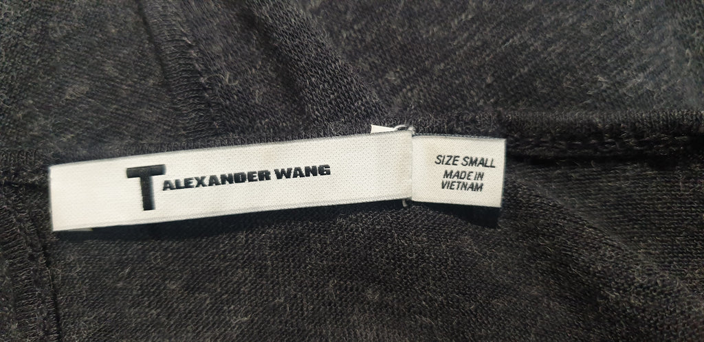 T ALEXANDER WANG Charcoal Grey Jeseywear Keyhole Rear Long Sleeve T-Shirt Top