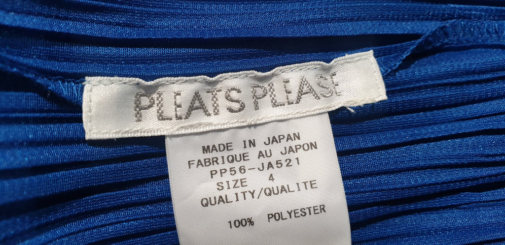 PLEATS PLEASE ISSEY MIYAKE Royal Blue Pleated Open Front Cardigan Jacket Sz:4